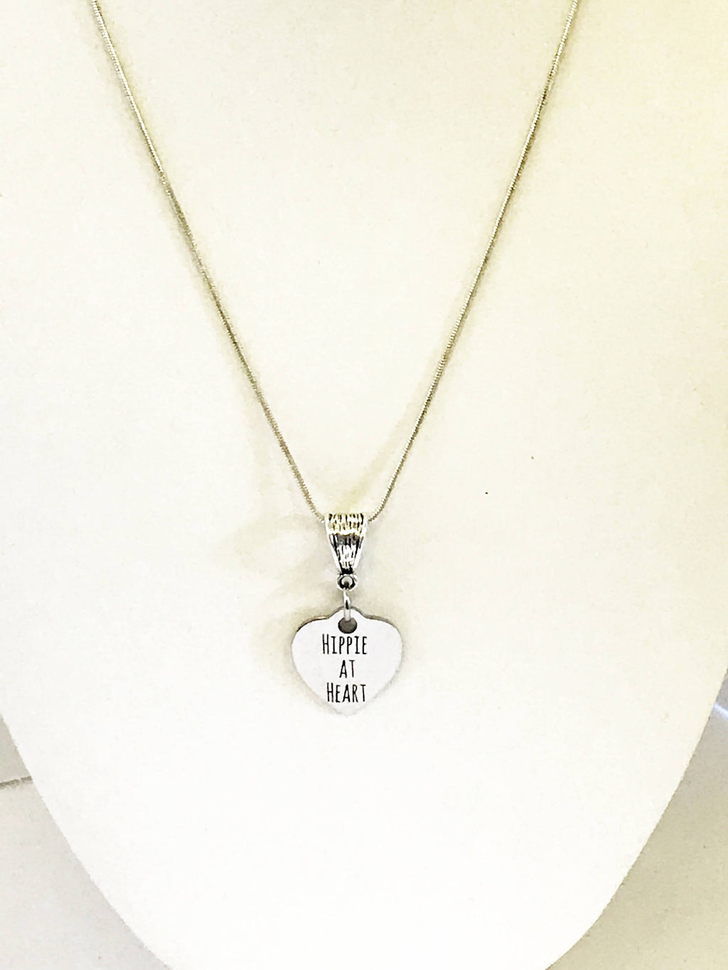 Hippie At Heart Silver Necklace, Hippie Christmas Gift, Stocking Stuffer Gift, Hippie Love Gift For Her, Hippie Jewelry, Hippie Necklace