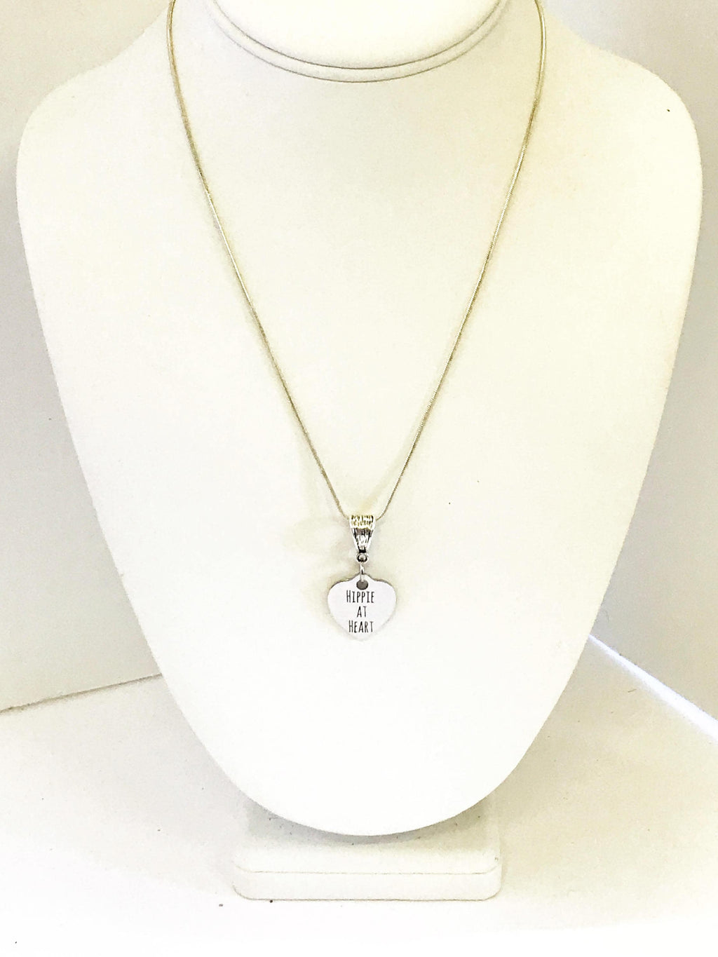 Hippie At Heart Silver Necklace, Hippie Christmas Gift, Stocking Stuffer Gift, Hippie Love Gift For Her, Hippie Jewelry, Hippie Necklace
