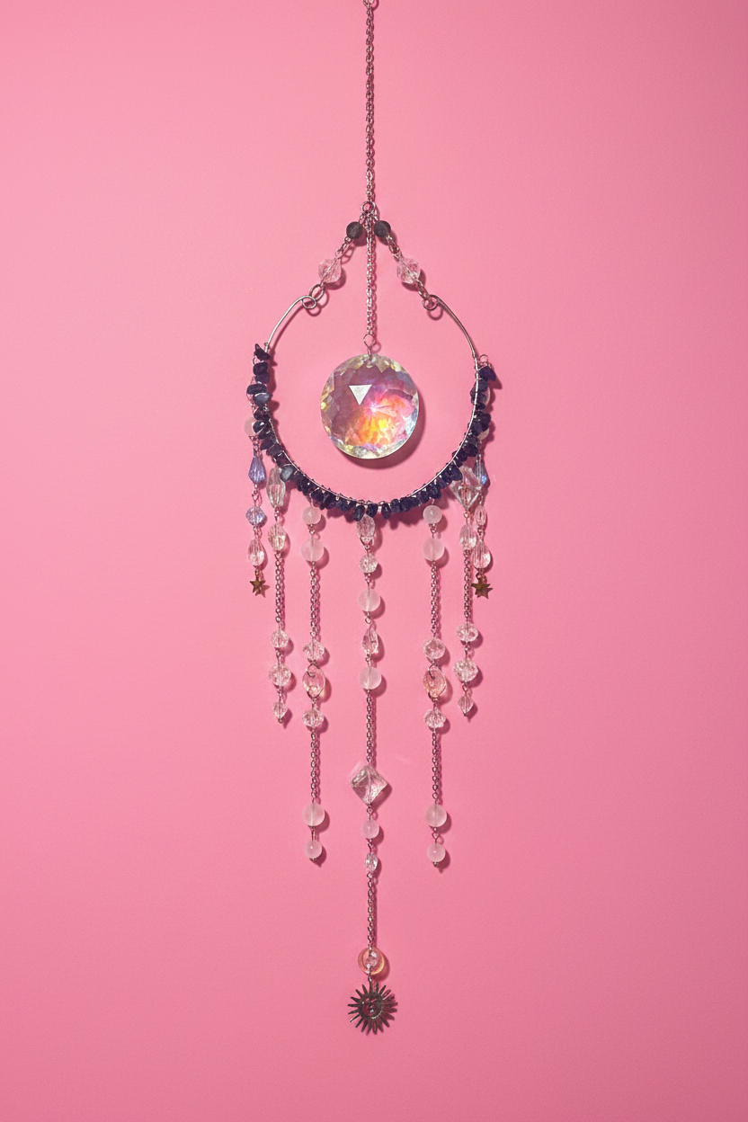 Barefoot Hippie Crystal Dream-Catcher Raindrop Blue