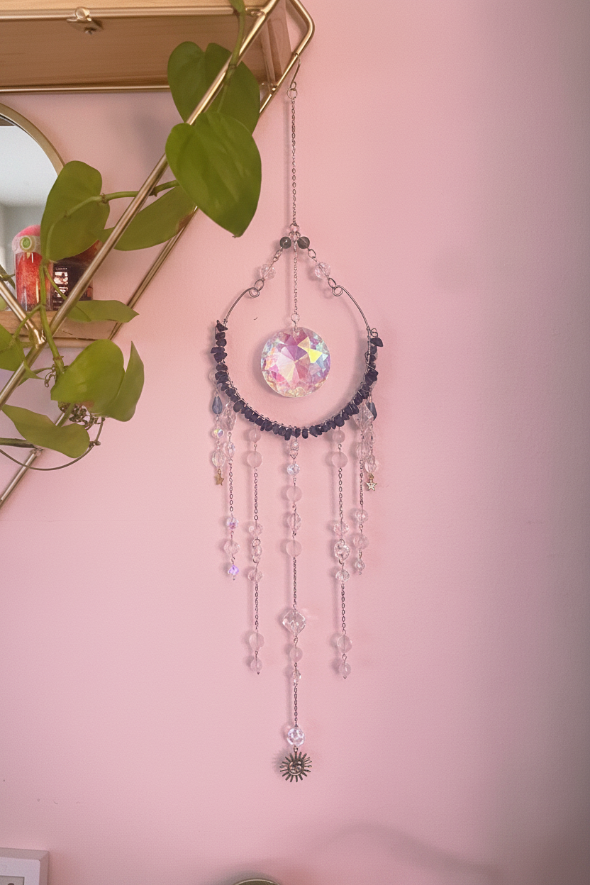 Barefoot Hippie Crystal Dream-Catcher Raindrop Blue